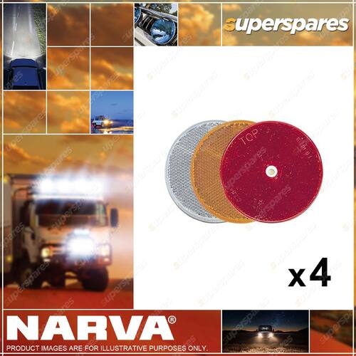 Narva Retro Reflector 80mm Red Fixed Bolt 84022BL 2 x Blister Pack of 2