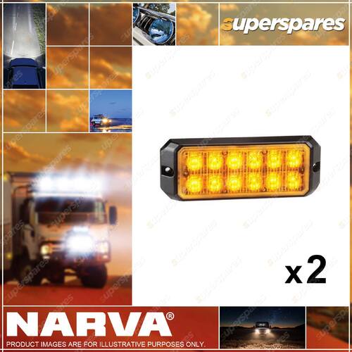 2 x Narva Low Profile High Powered Led Warning Light Module Ambe 12 24V 85208A