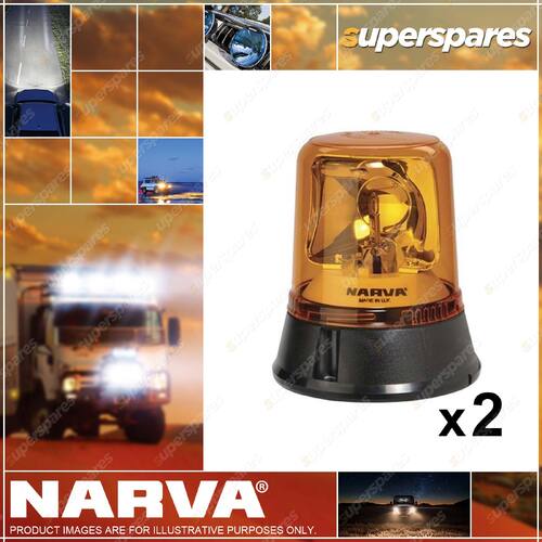 2 x Narva Optimax Rotating Beacon Amber Flange Base 12 24 Volt 85650A