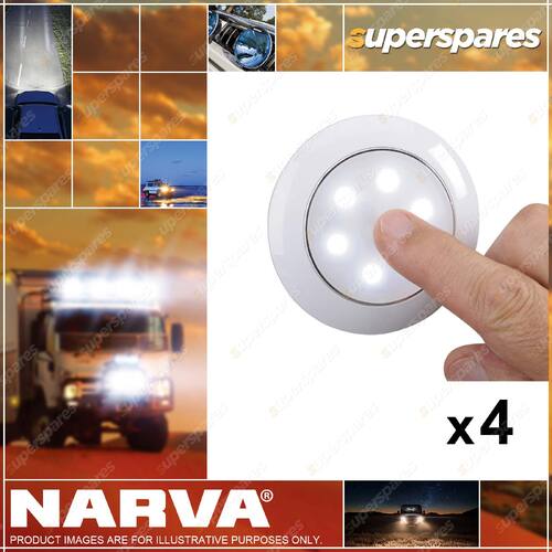 4 x Narva 12V Saturn Lamp White/Red 75mm LED Interior Lamp with Touch Switch