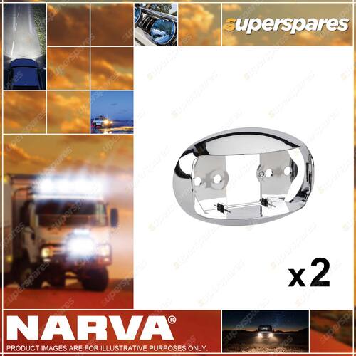 2 x Narva Oval Chrome Deflector Mounting Base - Size 76 x 50mm 91687C