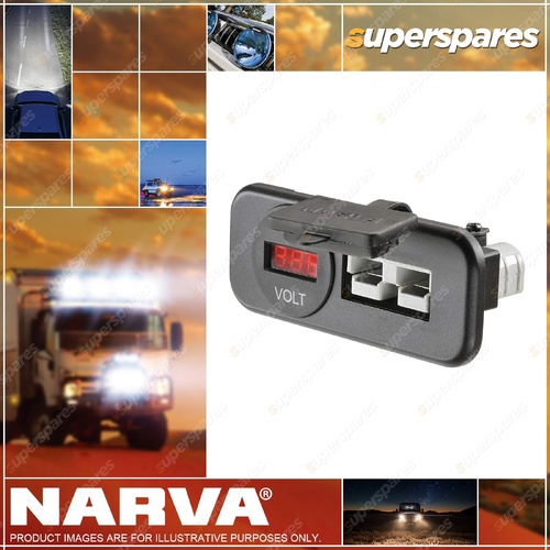 Narva 50 Amp Connector / Voltage Meter Twin HDRV Socket Flush Mount