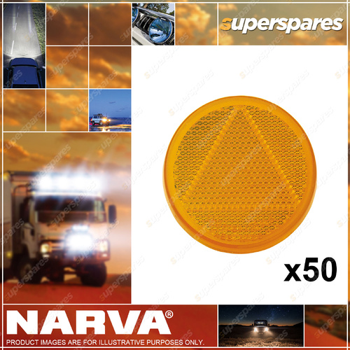 Narva 65mm Amber Retro Reflector with Self Adhesive - Bulk Pack of 50