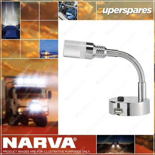 Narva 12V Silver Interior Lamp With Touch Switch And 2A USB Socket