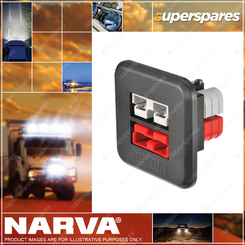 Narva Heavy-Duty Flush Mount Dual 50 Amp Connectors Socket - Grey / Red