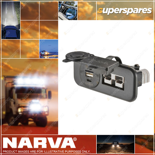 Narva Heavy-Duty Twin 50 Amp Connector USB-A USB-C Socket Inc 8 B&S terminals