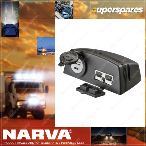 Narva Heavy-Duty Twin 50 Amp Hd Connector USB-A USB-C Socket Inc 6 B&S terminal