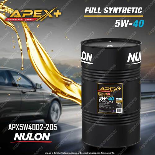 Nulon Full SYN APEX+ 5W-40 Long Life Diesel Engine Oil 205L APX5W40D2-205