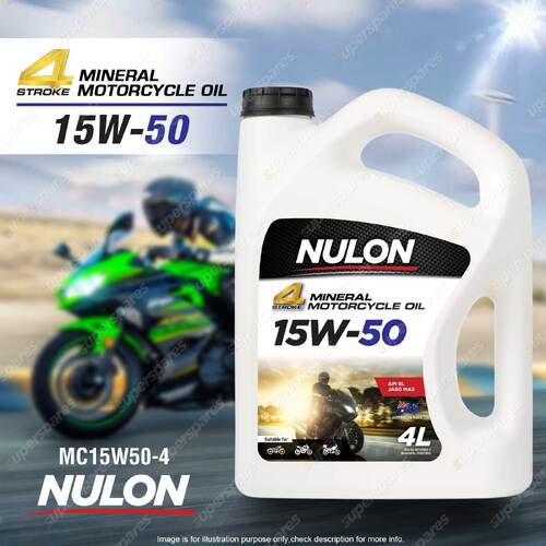 Nulon Mineral Super 15W-50 Motorcycle 4 Stroke Engine Oil 4L MC15W50-4