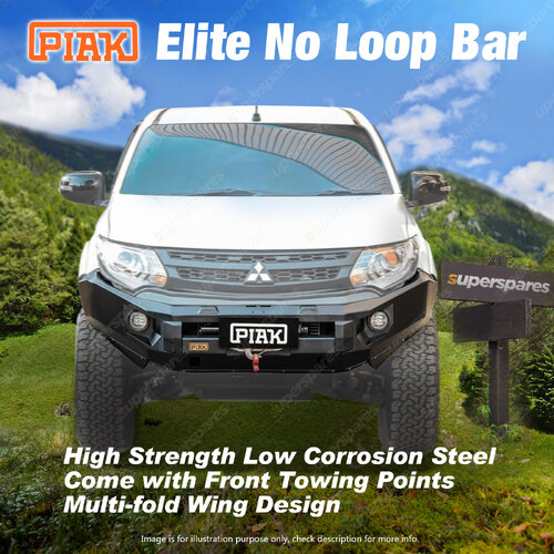 PIAK Elite No Loop Bullbar for Pajero Sport QF Black Tow Points Orange Underbody