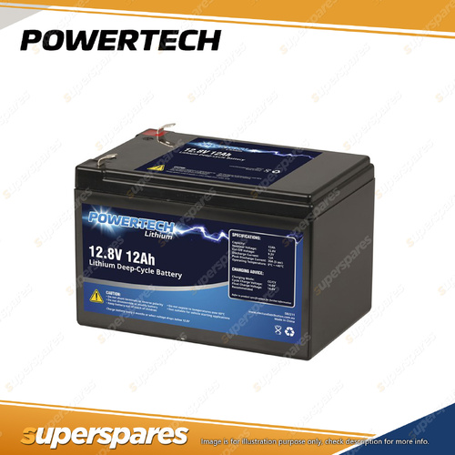 Powertech Lithium LiFePO4 Battery Deep Cycle BMS 12.8V 12Ah Camping Power