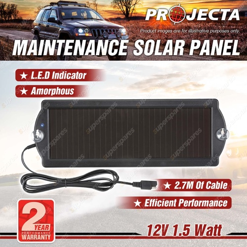 Projecta Amorphous 12 Volt 1.5W Maintenance Solar Panel Premium Quality