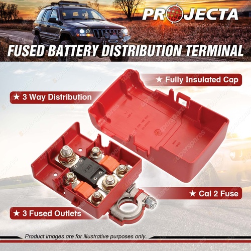 Projecta Fused Battery Distribution Terminal Clamp with Cover 4WD and caravan