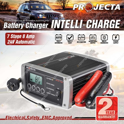 Projecta 24 Volt Automatic 8A 7 Stage Battery Charger Suit AGM Calcium