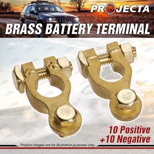 Projecta 3/8" 10mm Brass Battery Terminal Positive + Negative HD Bolt Box of 10