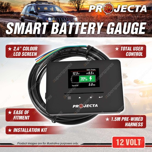 PROJECTA 12V Smart Battery Monitor Battery Gauge with 2.4" colour LCD screen