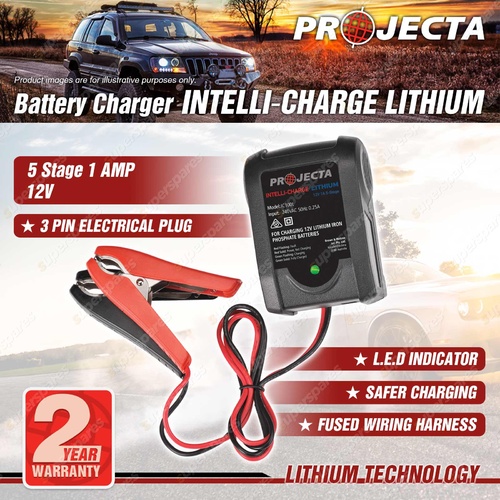 PROJECTA Intelli-Charge 1A 12V Lithium Battery Charger 5 Stage Automatic