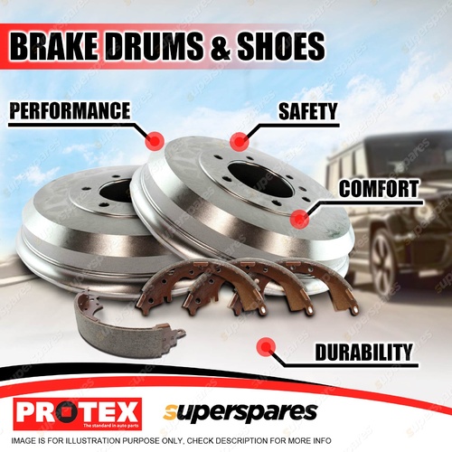 Protex Rear Brake Drums + Shoes for Holden Camira JB 1.6L JD 1.8L JE 2.0L 82-89