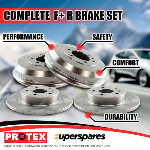 Protex Front + Rear Brake Rotors Drums for BMW 518 520i E12 72 - 2/76