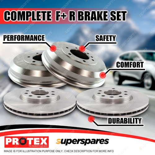 Protex Front + Rear Brake Rotors Drums for Ford Escape BA ZA ZB 00-06