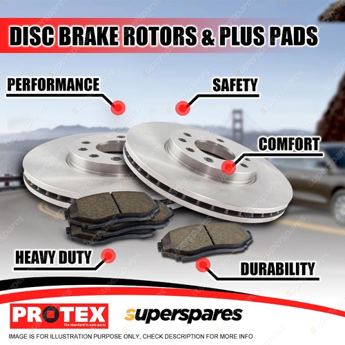 Protex Rear Brake Rotors + Plus Pads for Hino Dutro 300 XZU407 616 2006-2011