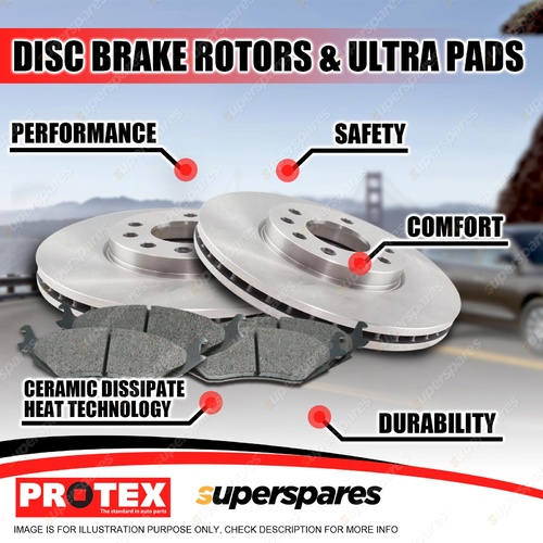 Protex Front Brake Rotors + Ultra Pads for Holden Torana Sunbird LJ XU-1