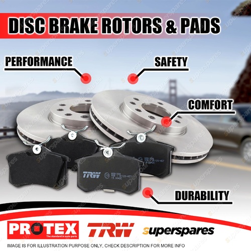 Protex Front Brake Rotors + TRW Pads for Volvo 440 480 Series With Solid Disc