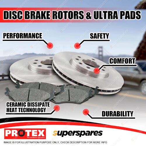 Protex Rear Brake Rotors + Ultra Pads for Ford Laser KE TX3 Turbo 4WD 1987-1990