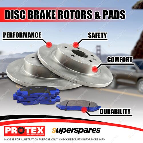 Protex Front Disc Brake Rotors + Blue Pads for Holden Commodore VC VH 4Cyl 80-84