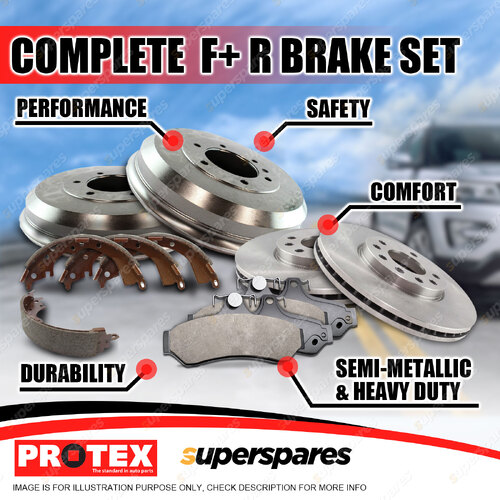 Front Rear Protex Disc Brake Rotors Pads Drums Shoes for Mitsubishi Colt RG 1.5L