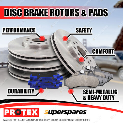 Front + Rear Protex Disc Brake Rotors Brake Pads for Chevrolet Corvette C5 97-98