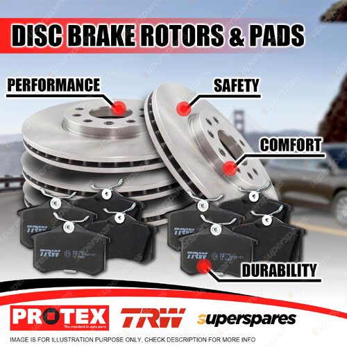 Front + Rear Disc Rotors Brake Pads for Land Rover Defender 90 2.2L 11-on