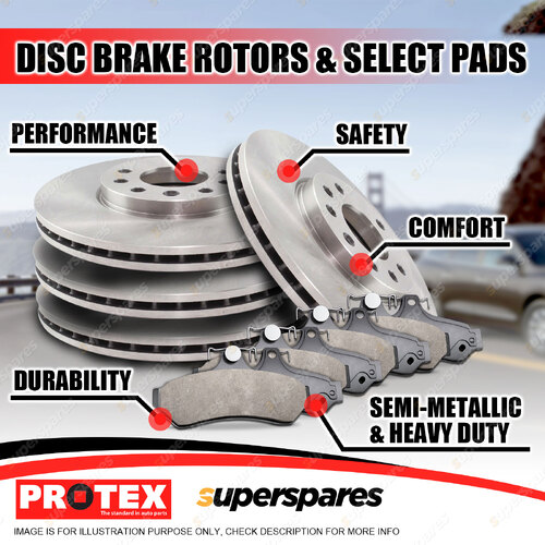 Front + Rear Protex Disc Brake Rotors Brake Pads for Ford Thunderbird Rear Disc