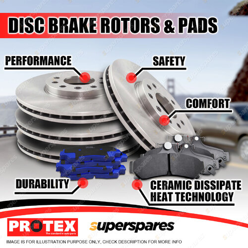 Front + Rear Protex Disc Brake Rotors Brake Pads for Toyota Kluger MCU28 8/03-07