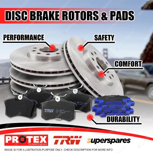 Full Set Front + Rear Disc Rotors Brake Pads for Peugeot 206 1.6L 16V 01-07