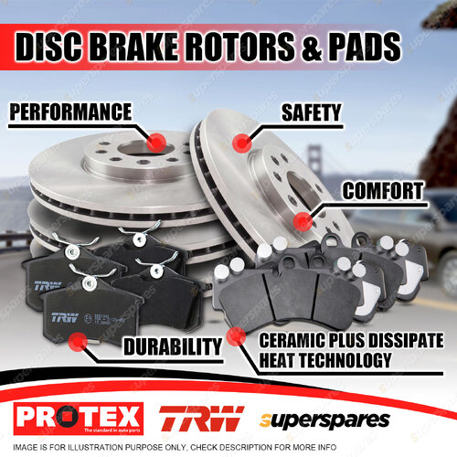 Front + Rear Disc Rotors Brake Pads for Volvo XC90 D5 Front 336mm Rotor