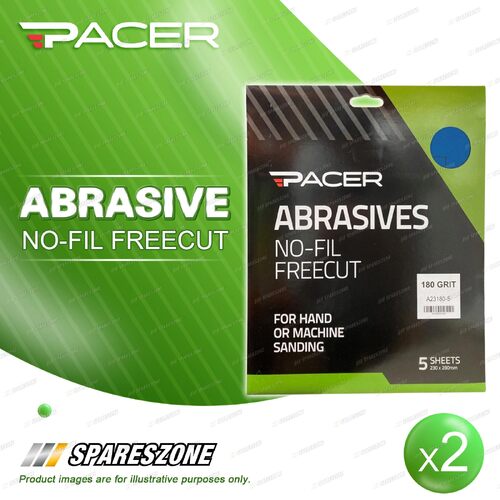 2 x Pacer No-Fil Freecut Dry Sandpaper 180 Grit For Multiple Sanding Tasks