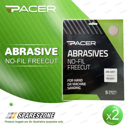 2 x Pacer No-Fil Freecut Dry Sandpaper 240 Grit For Detailed Sanding Tasks