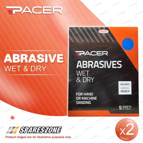 2 x Pacer Wet & Dry Abrasive Sandpaper 180 Grit For Multiple Sanding Tasks