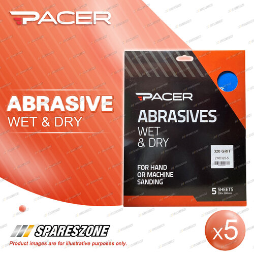 5x Pacer Wet&Dry Sandpaper 320Grit For Achieving High-Quality Surface Refinement