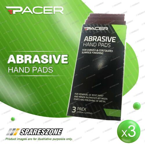 3 x Pacer Woven Polyester Scouring Pad 115mm x 230mm With Fine Texture