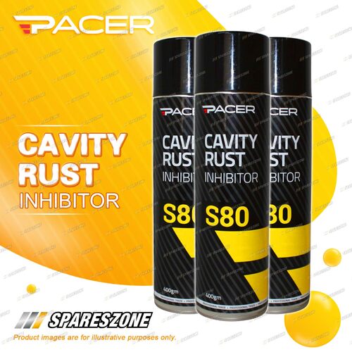 3 x Pacer S80 Cavity Rust Inhibitor 400 Gram for Cars Trucks Caravans 4WDs