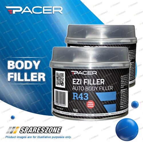 2 x Pacer R43 Ezi Body Filler 1Kg Super Smooth Multi-purpose Filler