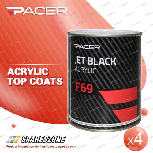 4 x Pacer F69 Jet Black Acrylic 1 Litre Special UV Absorbing Additives