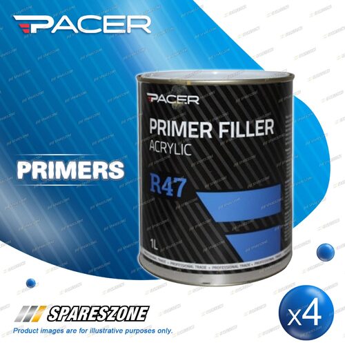 4 x Pacer R47 Primer Filler 1Litre for Use Under Acrylic And Enamel Paints