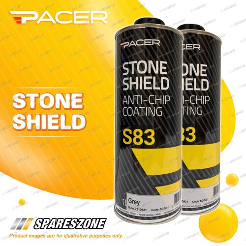 2 x Pacer S83 Stone Shield Grey 1Litre Flexible Textured Underbody Coating