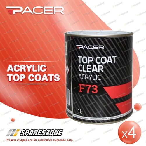 4 x Pacer F73 Top Coat Clear Acrylic 1 Litre Special UV Absorbing Additives