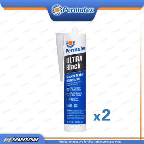 2 x Permatex Ultra Black Max Oil Resistant Gasket Maker Cart 300ML Low Odor