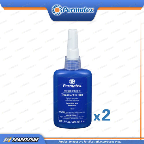 2 x Permatex All-Purpose Medium Strength Threadlocker Ideal Blue 50ML