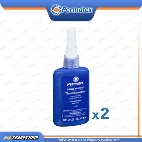 2 x Permatex Surface Insensitive Medium Strength Threadlocker Blue 50ML